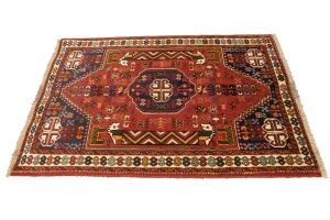 Red Tribal 3'4X5 Shiraz Persian Rug