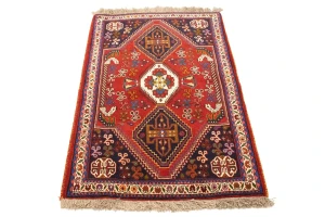 Red Tribal 3'5X5 Shiraz Persian Rug