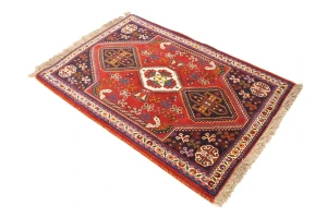 Red Tribal 3'5X5 Shiraz Persian Rug