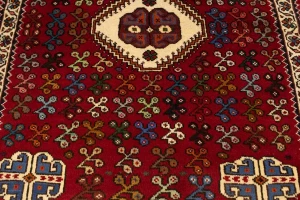 Red Tribal 3'6X4'3 Shiraz Persian Rug