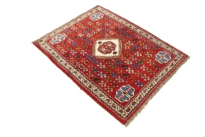 Red Tribal 3'6X4'3 Shiraz Persian Rug