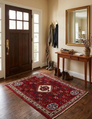 Red Tribal 3'6X4'3 Shiraz Persian Rug