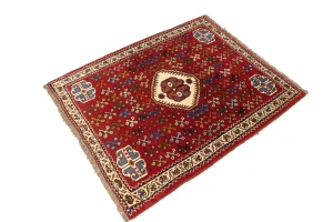 Red Tribal 3'6X4'3 Shiraz Persian Rug