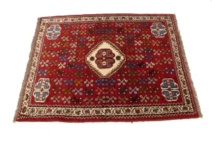Red Tribal 3'6X4'3 Shiraz Persian Rug