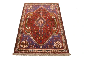 Red Tribal 3'4X4'9 Shiraz Persian Rug