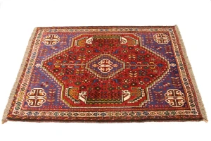 Red Tribal 3'4X4'9 Shiraz Persian Rug