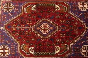Red Tribal 3'4X4'9 Shiraz Persian Rug