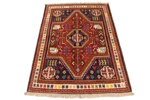 Red Tribal 3'4X4'7 Shiraz Persian Rug