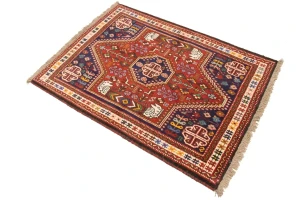 Red Tribal 3'4X4'7 Shiraz Persian Rug