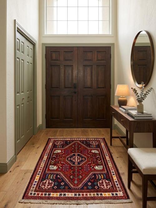 Red Tribal 3'4X4'7 Shiraz Persian Rug