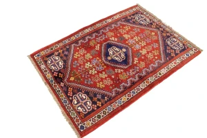 Red Tribal 3'3X4'7 Shiraz Persian Rug