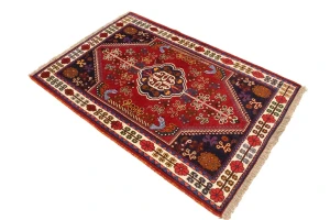 Red Tribal 3'5X5 Shiraz Persian Rug