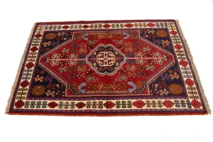 Red Tribal 3'5X5 Shiraz Persian Rug