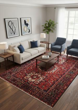 Semi Antique Rusty Red Tribal 5X6 Karajeh Persian Rug