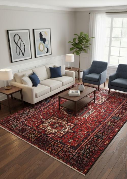 Semi Antique Rusty Red Tribal 5X6 Karajeh Persian Rug