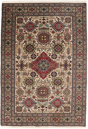Cream Antique Pictorial 4'4X6'4 Ardebil Persian Oriental Rug
