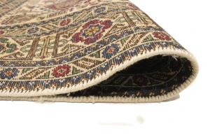 Cream Antique Pictorial 4'4X6'4 Ardebil Persian Oriental Rug