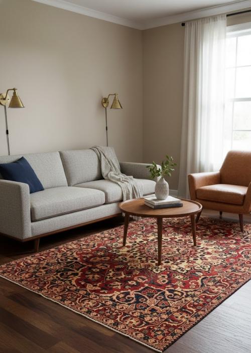 Vintage Red Floral 5X7 Bakhtiari Persian Rug