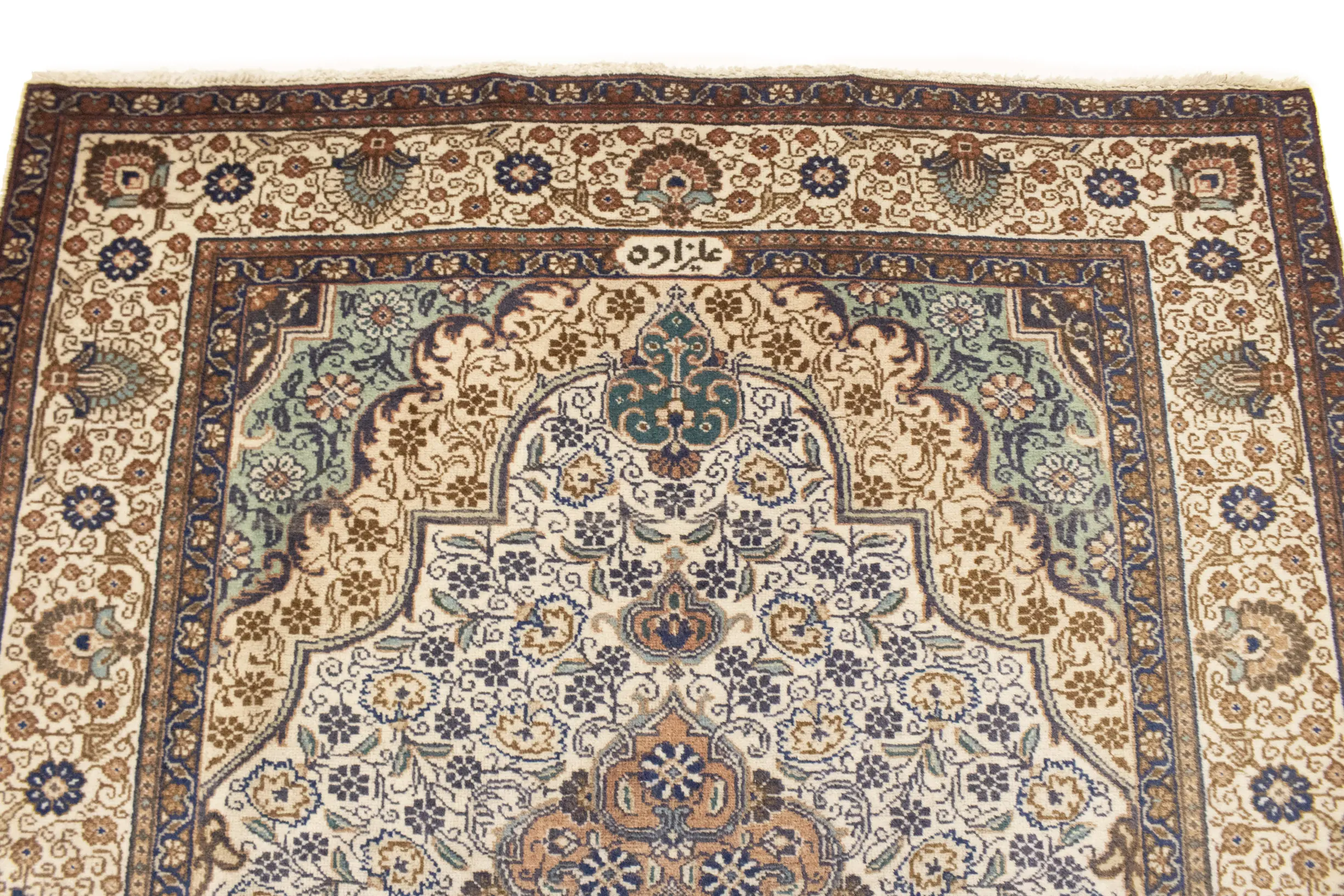 Semi Antique Cream Traditional 4'6X6'4 Tabriz Persian Rug