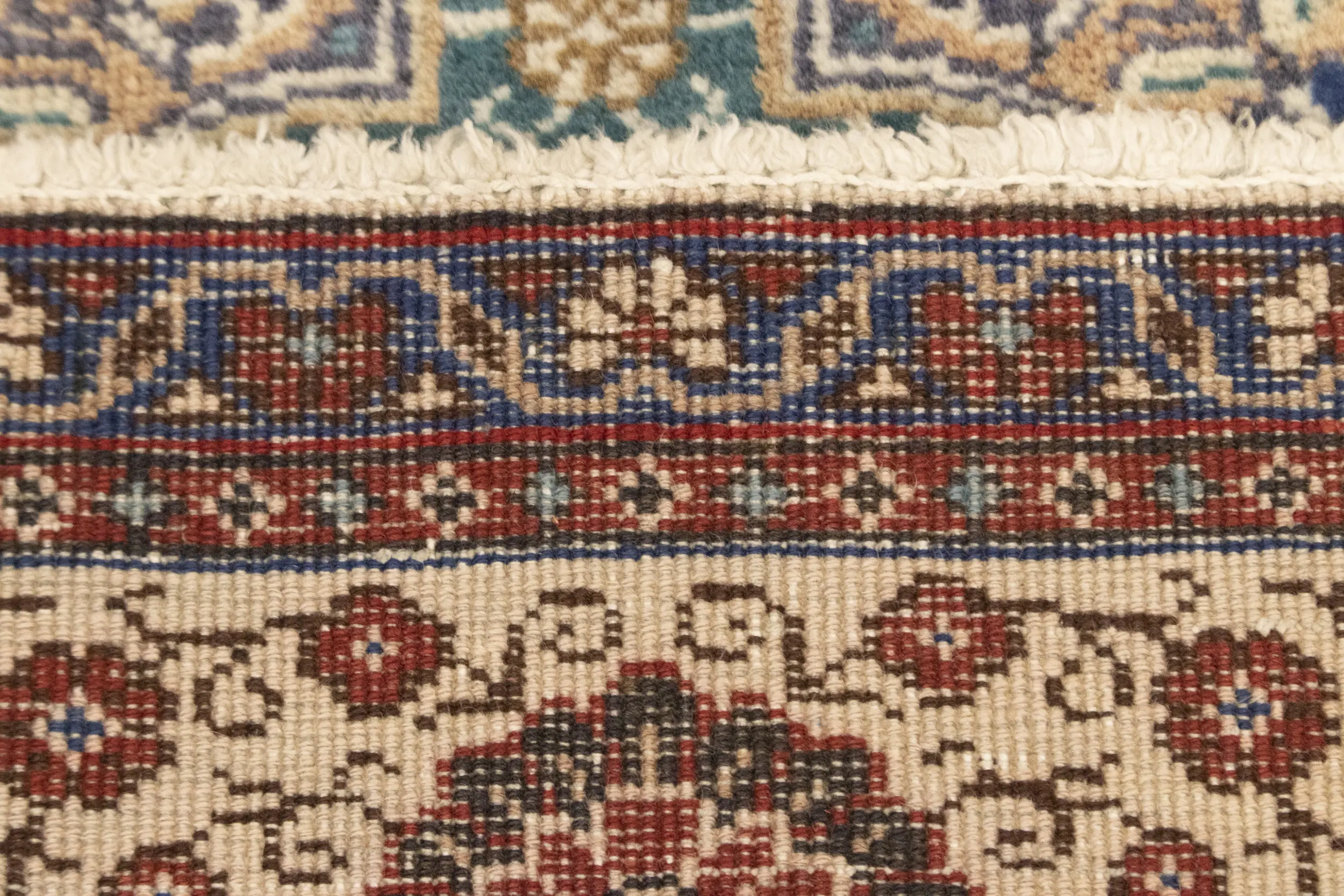 Semi Antique Cream Traditional 4'6X6'4 Tabriz Persian Rug