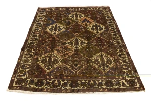 Vintage Rusty Brown Floral 5'5X6'8 Bakhtiari Persian Rug
