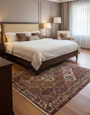 Vintage Rusty Brown Floral 5'5X6'8 Bakhtiari Persian Rug