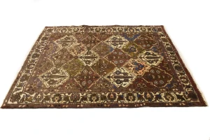 Vintage Rusty Brown Floral 5'5X6'8 Bakhtiari Persian Rug