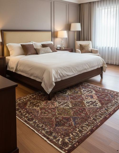 Vintage Rusty Brown Floral 5'5X6'8 Bakhtiari Persian Rug