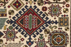 Cream Vintage Pictorial 4'5X6'5 Ardebil Tabriz Persian Oriental Rug