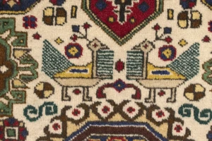 Cream Vintage Pictorial 4'5X6'5 Ardebil Tabriz Persian Oriental Rug