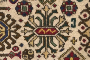 Cream Vintage Pictorial 4'5X6'5 Ardebil Tabriz Persian Oriental Rug