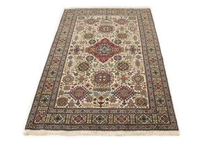 Cream Vintage Pictorial 4'5X6'5 Ardebil Tabriz Persian Oriental Rug