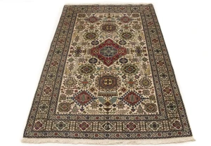 Cream Vintage Pictorial 4'5X6'5 Ardebil Tabriz Persian Oriental Rug