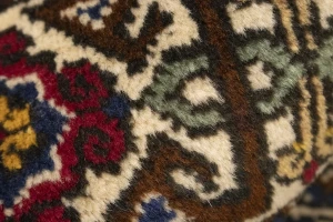 Cream Vintage Pictorial 4'5X6'5 Ardebil Tabriz Persian Oriental Rug