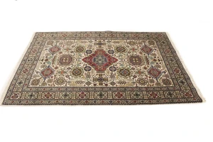 Cream Vintage Pictorial 4'5X6'5 Ardebil Tabriz Persian Oriental Rug