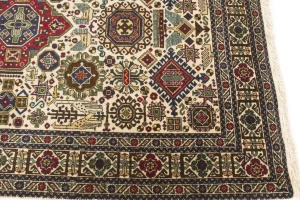 Cream Vintage Pictorial 4'5X6'5 Ardebil Tabriz Persian Oriental Rug