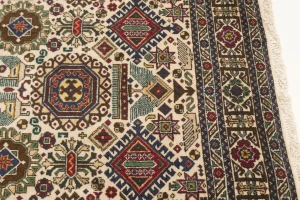 Cream Vintage Pictorial 4'5X6'5 Ardebil Tabriz Persian Oriental Rug