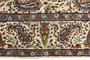 Semi Antique Cream Floral 5X8 Kashan Boteh Persian Rug