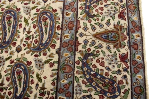 Semi Antique Cream Floral 5X8 Kashan Boteh Persian Rug