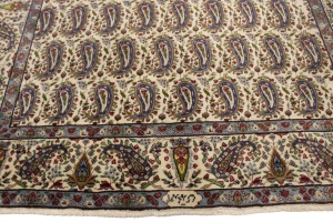 Semi Antique Cream Floral 5X8 Kashan Boteh Persian Rug