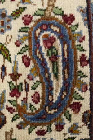 Semi Antique Cream Floral 5X8 Kashan Boteh Persian Rug