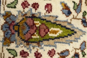 Semi Antique Cream Floral 5X8 Kashan Boteh Persian Rug