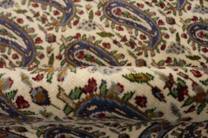 Semi Antique Cream Floral 5X8 Kashan Boteh Persian Rug