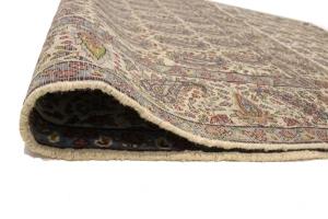 Semi Antique Cream Floral 5X8 Kashan Boteh Persian Rug