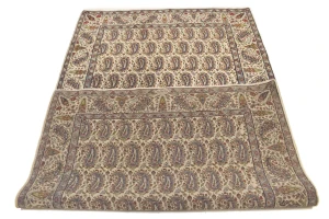 Semi Antique Cream Floral 5X8 Kashan Boteh Persian Rug