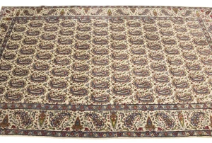 Semi Antique Cream Floral 5X8 Kashan Boteh Persian Rug
