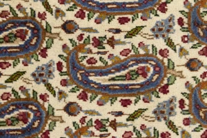 Semi Antique Cream Floral 5X8 Kashan Boteh Persian Rug