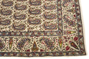 Semi Antique Cream Floral 5X8 Kashan Boteh Persian Rug