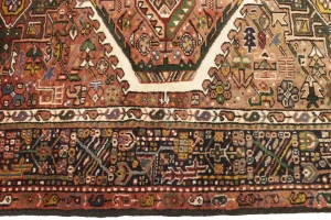 Muted Rusty Red Semi Antique Tribal Geometric 4X5 Karajeh Persian Oriental Rug