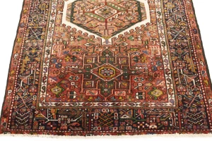 Muted Rusty Red Semi Antique Tribal Geometric 4X5 Karajeh Persian Oriental Rug